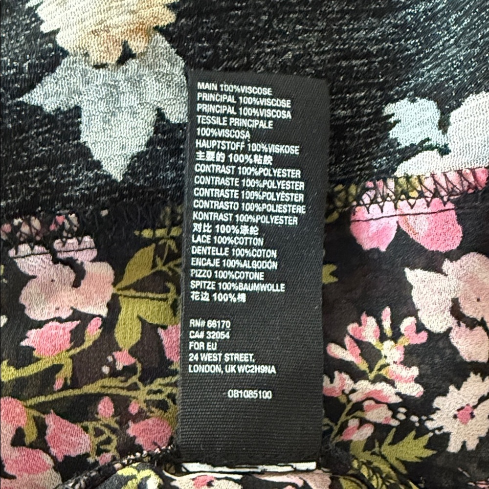 Free People Long Sleeve Button Down Black Floral Top Sz M - Picture 7 of 10